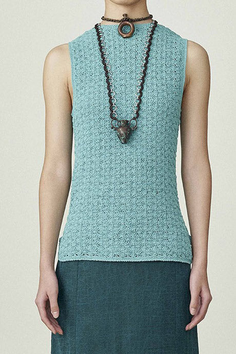 SWAYING/KNIT handmade crochet tank top SW24SS1T32 blue